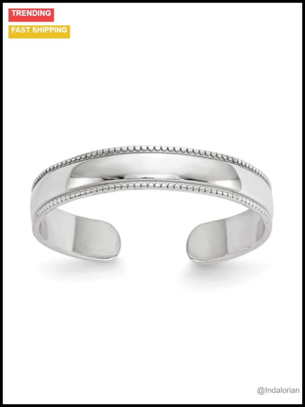 10k Gold Adjustable Milgrain Band Toe Ring for Women Men Hypoallergenic